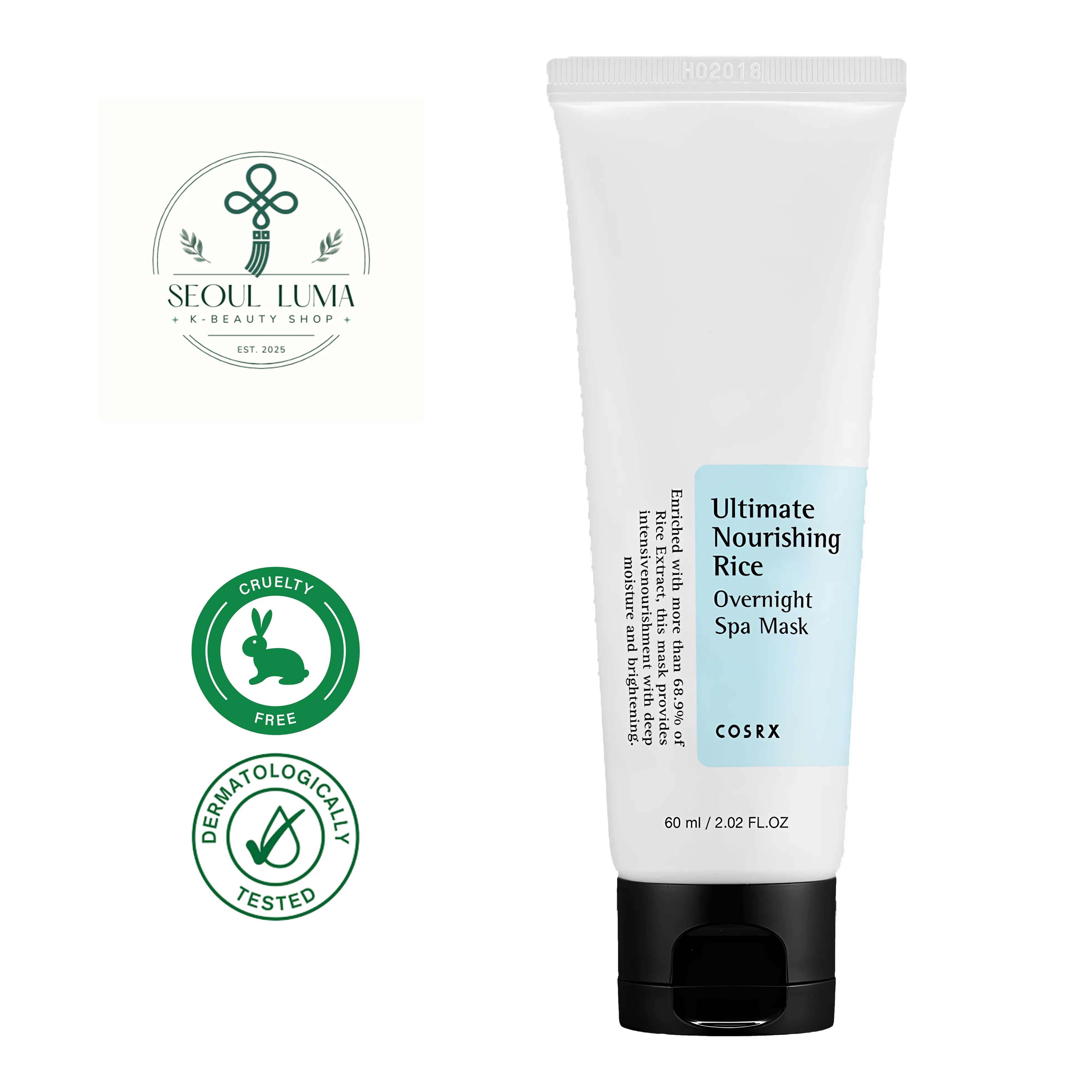 COSRX Ultimate Nourishing Rice Overnight Spa Mask 60g - Brightening overnight mask with 68% rice extract for soft radiant skin